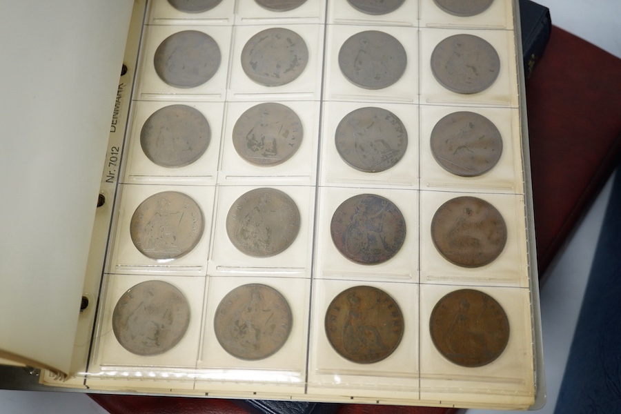 Three albums of coins, others loose including George III, twopence, cartwheel 1797, Soho mint, edge knock otherwise VF